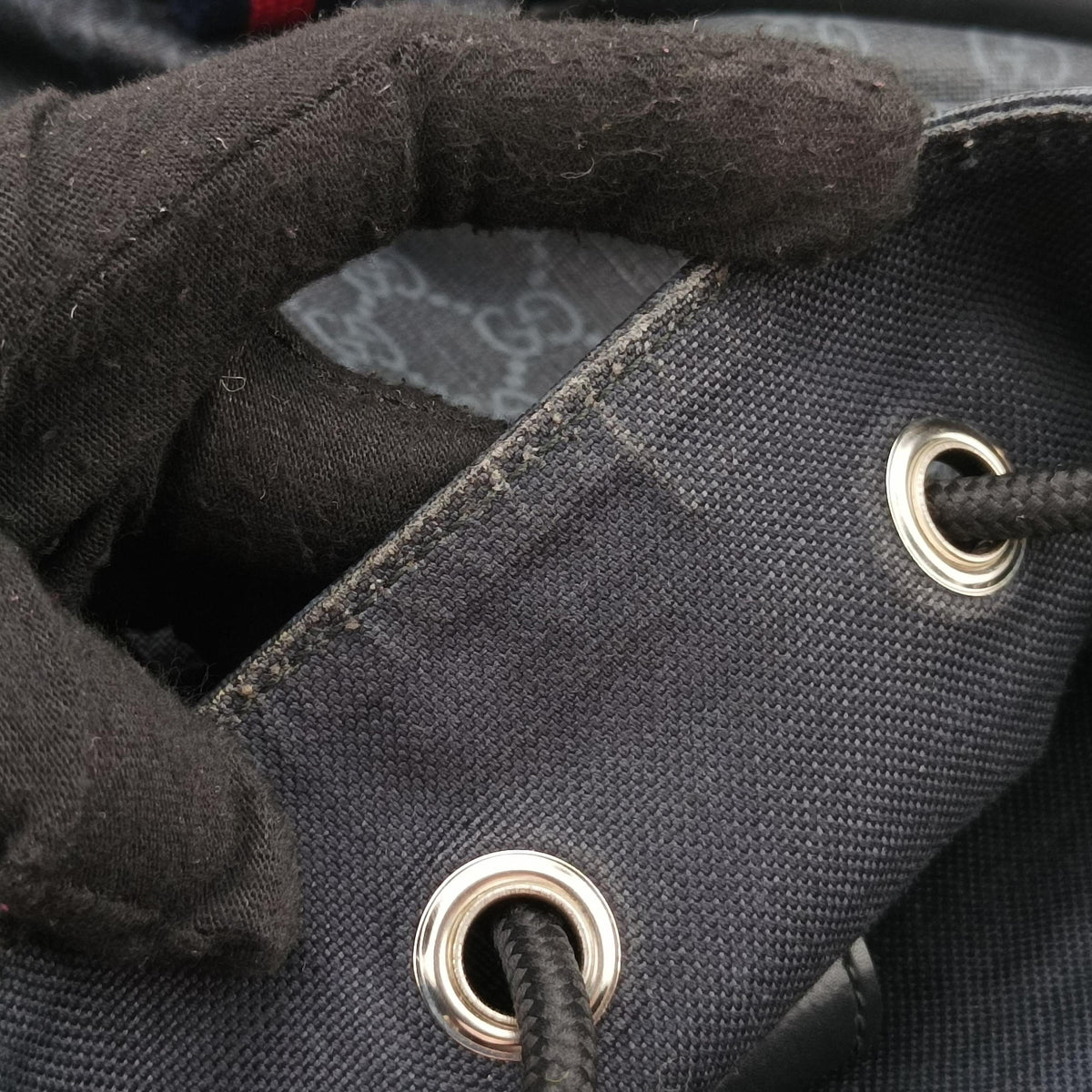 GG Supreme Black x Gray PVC coated canvas×leather 495563 C028223256GGスプリーム ブラック×グレー PVCコーティングキャンバス×レザー 495563 C028223256