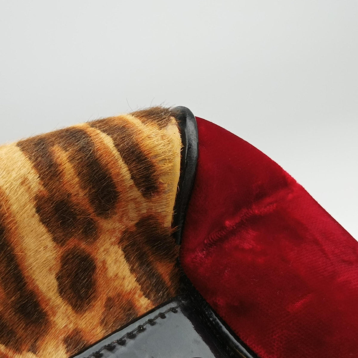 Dice Leopard Bowler Multicolour ponyhair×velour×patent 11-MA-0074ダイスレパードボウラー マルチカラー ハラコ×ベロア×パテント 11-MA-0074