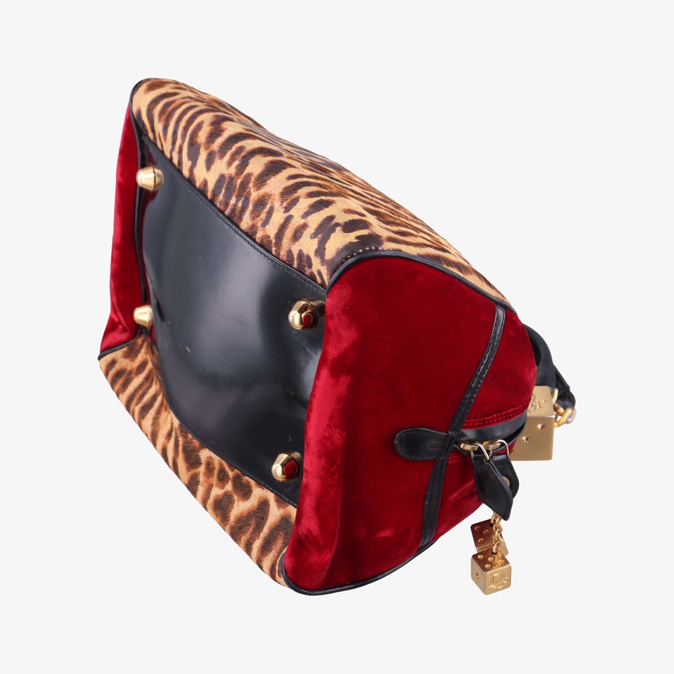 Dice Leopard Bowler Multicolour ponyhair×velour×patent 11-MA-0074ダイスレパードボウラー マルチカラー ハラコ×ベロア×パテント 11-MA-0074
