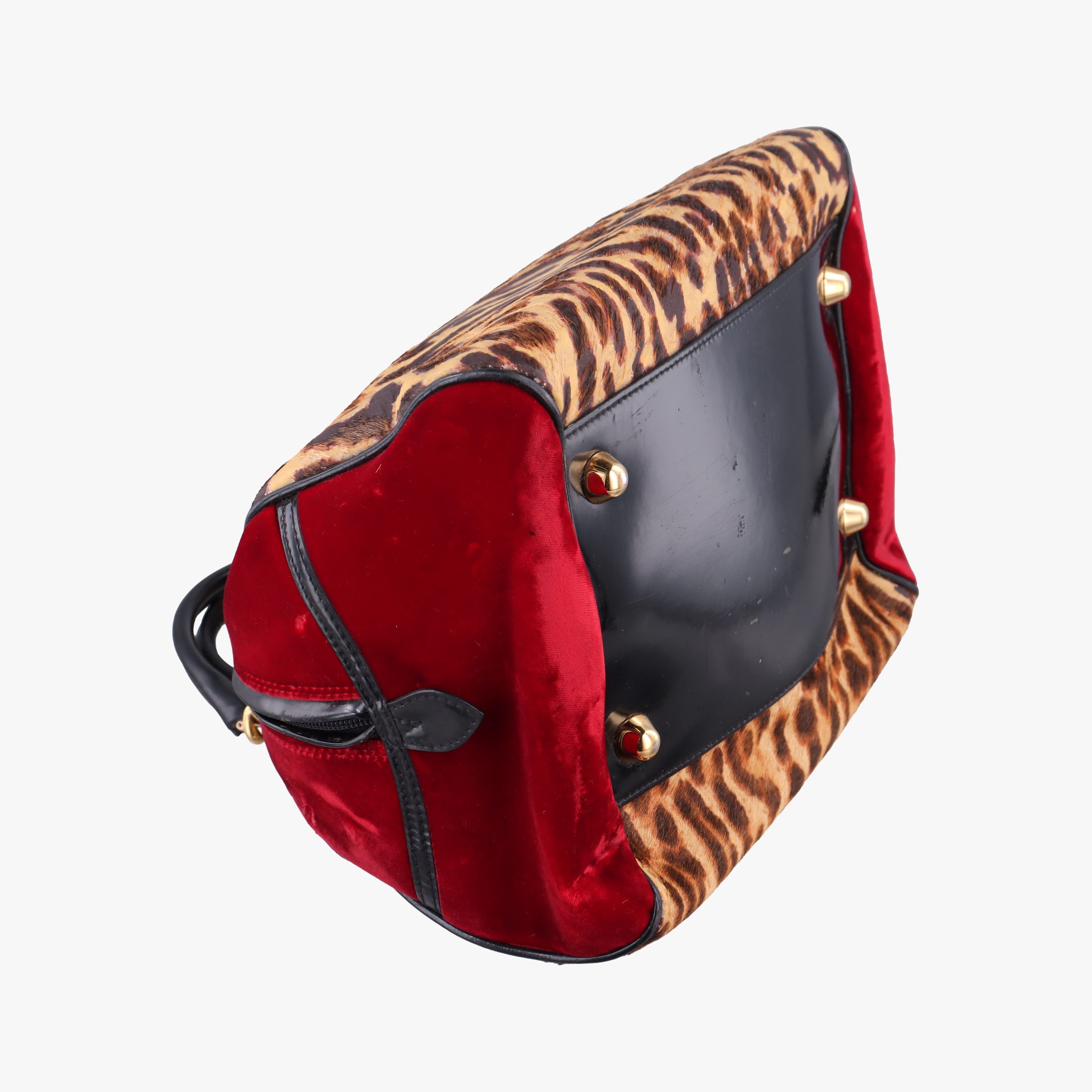 Dice Leopard Bowler Multicolour ponyhair×velour×patent 11-MA-0074ダイスレパードボウラー マルチカラー ハラコ×ベロア×パテント 11-MA-0074