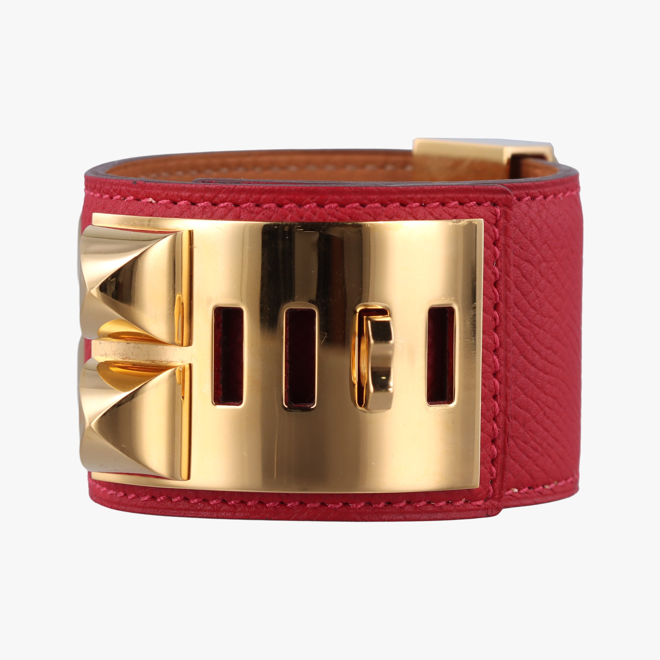 Collier de chien Red×golden Leather × GP S □P Bコリエ ド シアン レッド×ゴールド レザー×GP S □P B