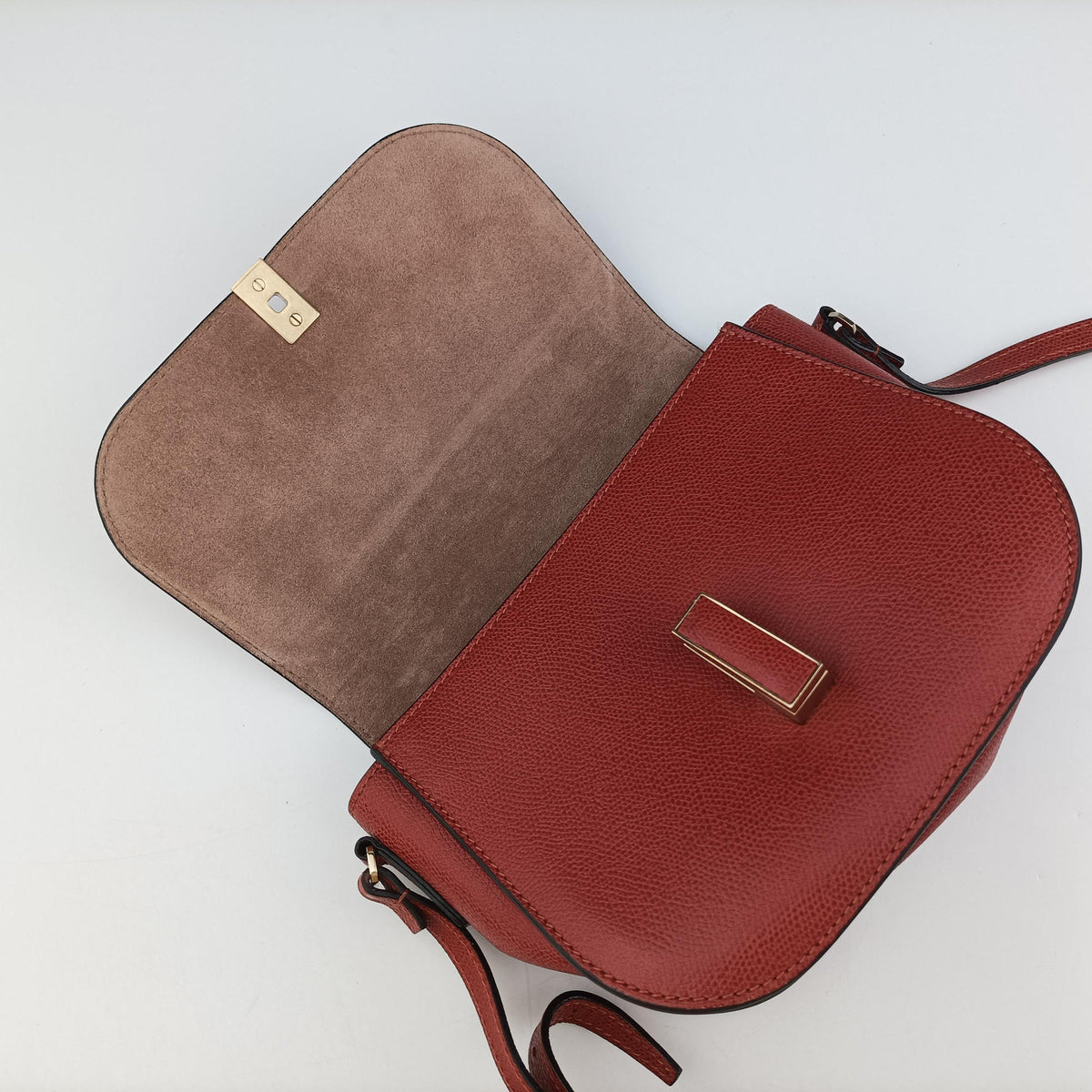 Pre-owned Valextra Iside Terracotta Soft Calfskin Leather shoulderbag | stylenewstar