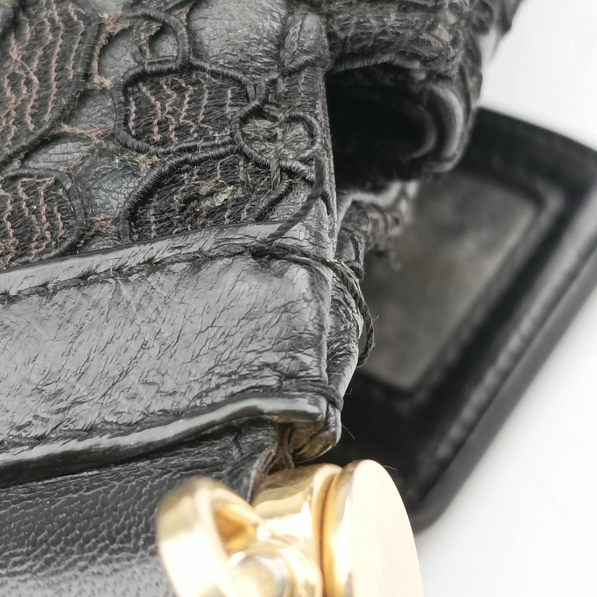 SICILY Black Leather×Crochet 48シシリー ブラック レザー×クロッシェ 48