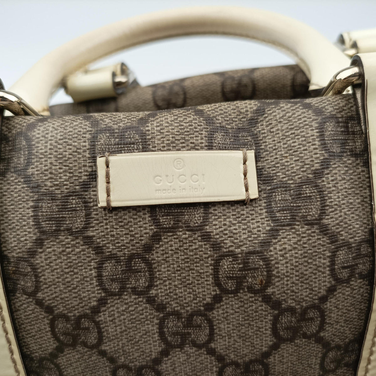 GG plus Spring Joy GG Supreme BEIGE×WHITE PVC coated canvas 193603 I7257421GGプラス ジョイ GGスプリーム ベージュ×ホワイト PVCコーティングキャンバス 193603 I7257421