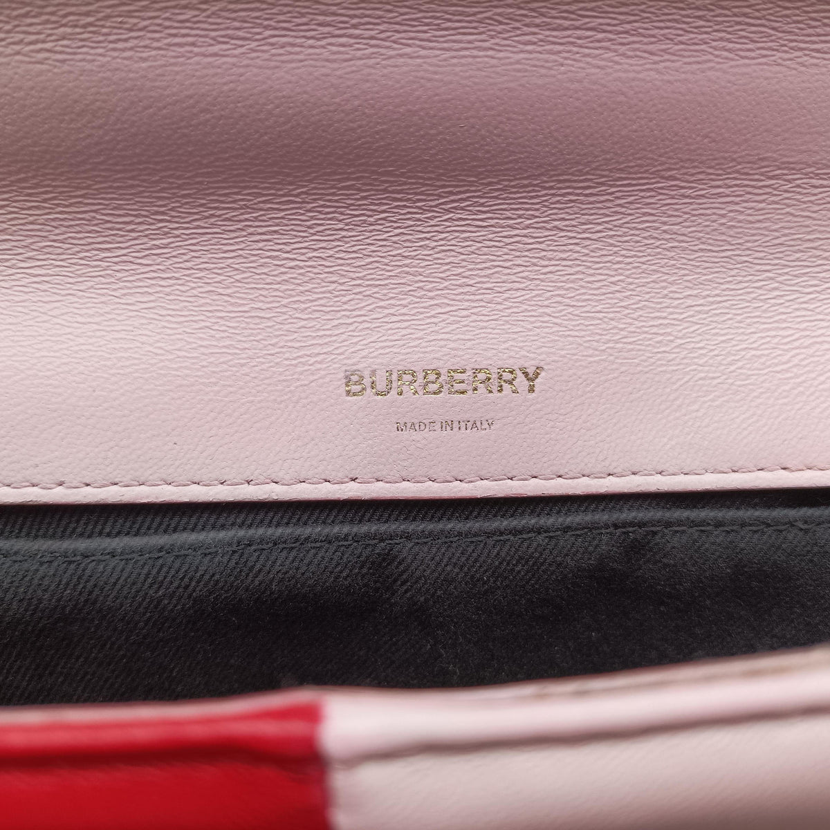 Pre-owned Burberry Lola chain TB Red×Pink×Beige Leather shoulderbag | stylenewstar
