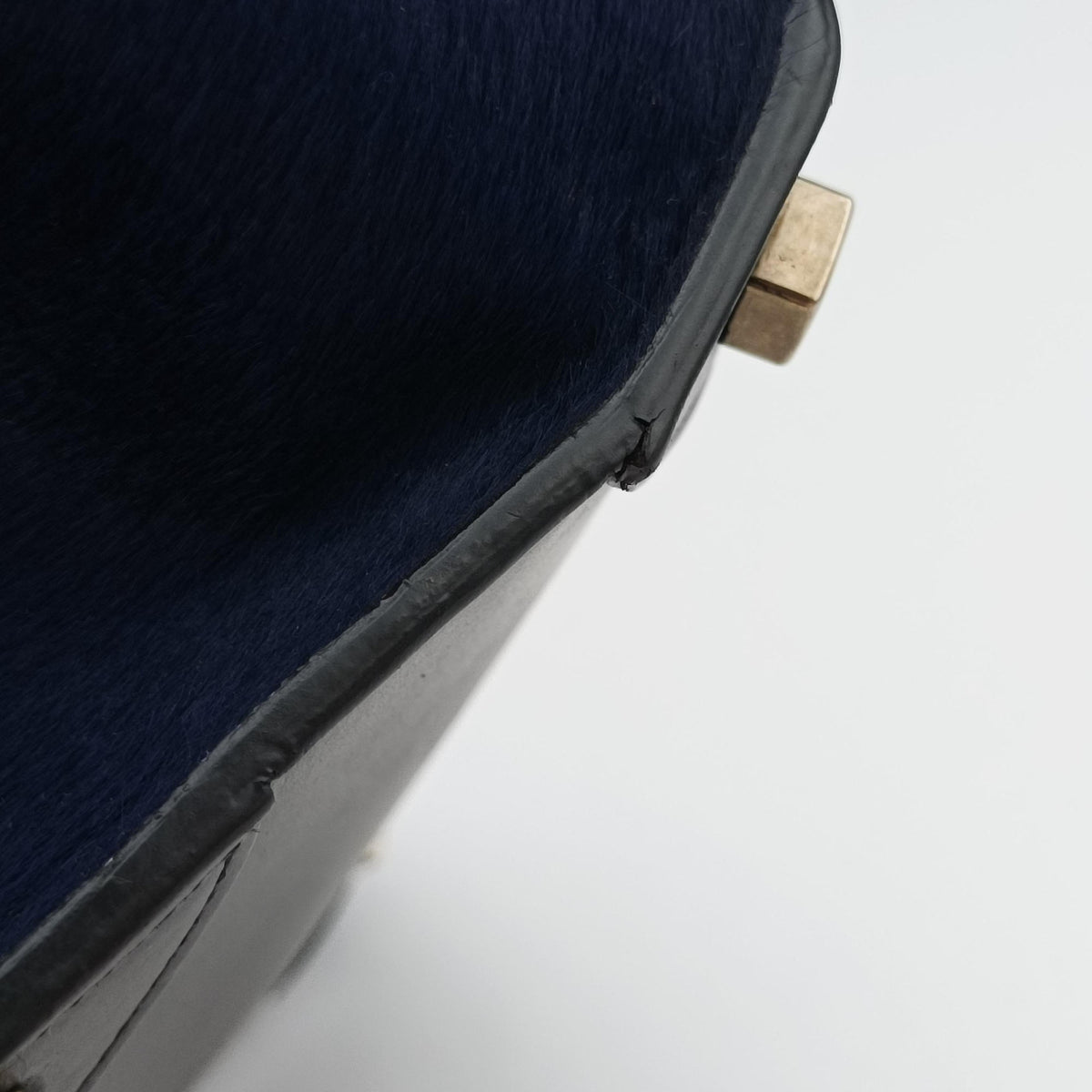 Luggage Micro shopper Black×Yellow×Blue leather×ponyhair W-GA-0164ラゲージマイクロショッパー ブラック×イエロー×ブルー レザー×ハラコ W-GA-0164
