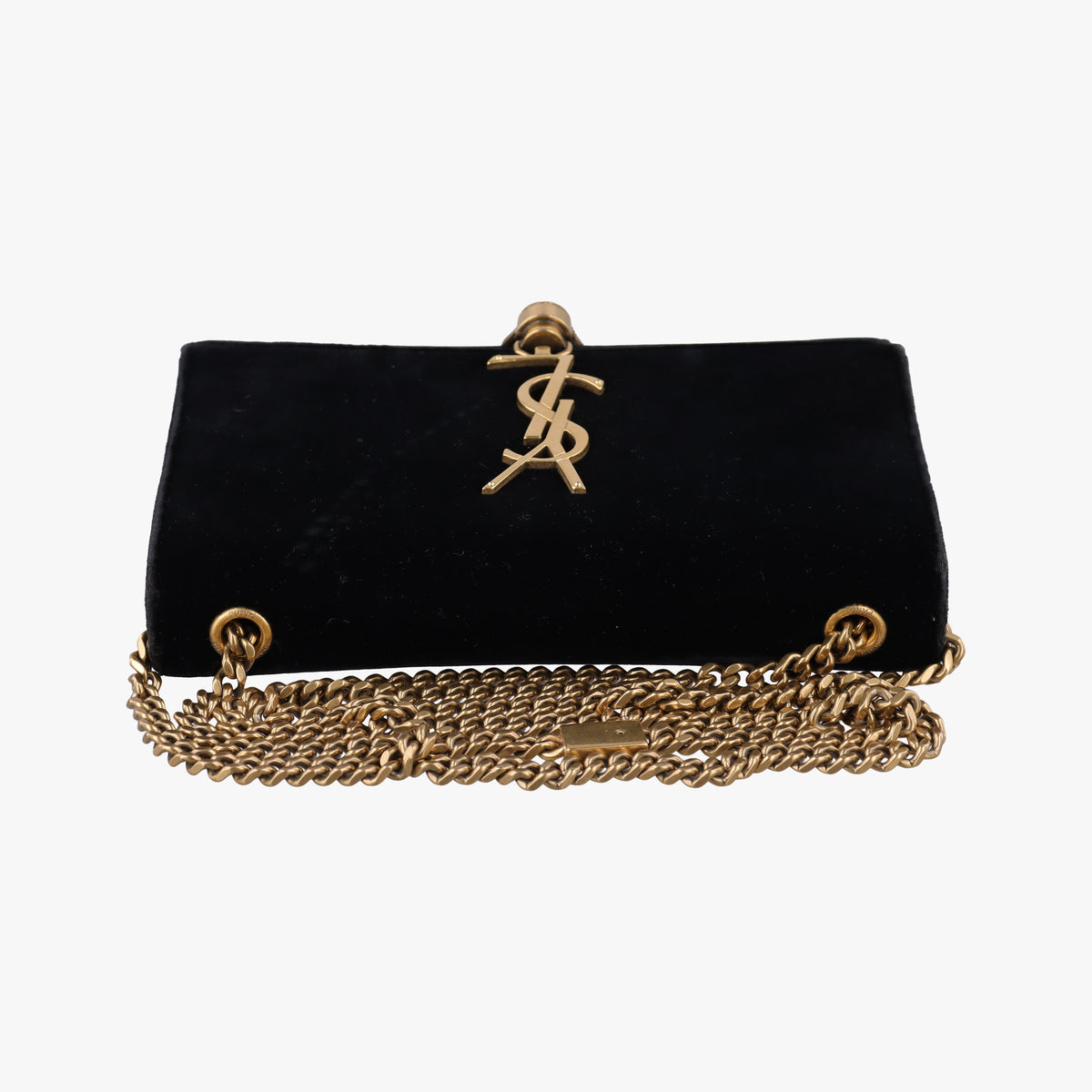 Pre-owned Yves Saint Laurent KATE Black velour 474366 shoulderbag | stylenewstar