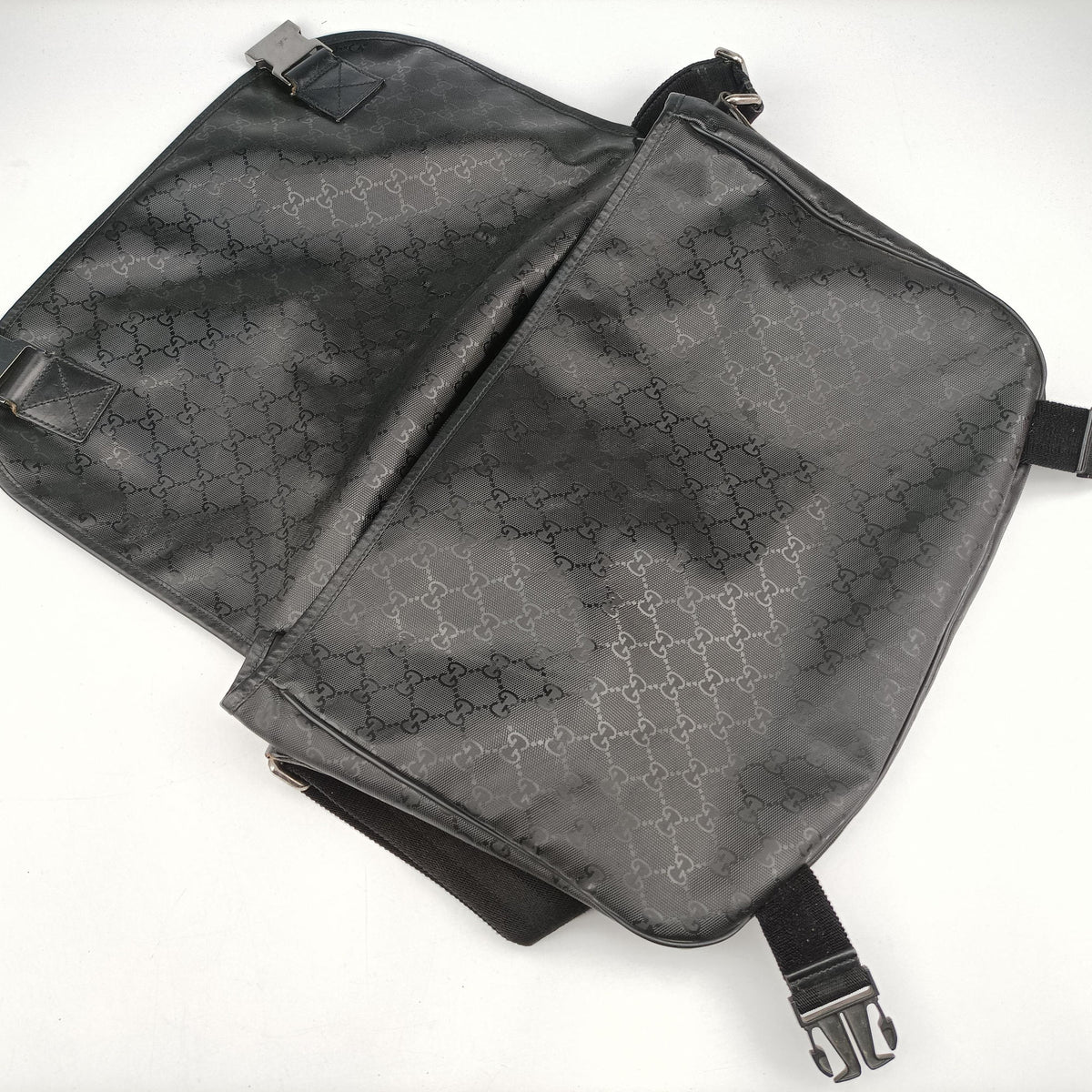 GG Imprime Messenger Black PVC coated canvas 201725 C5979253GGインプリメ メッセンジャー ブラック PVCコーティングキャンバス 201725 C5979253