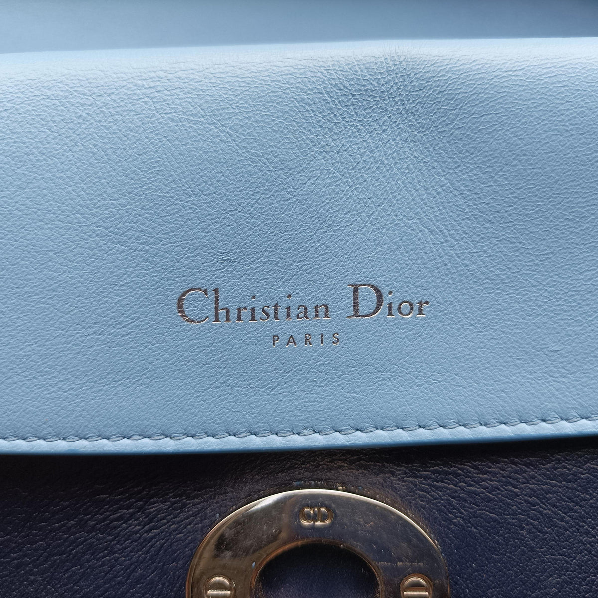 Pre-owned Christian Dior Be Dior Navy×Blue Leather shoulderbag | stylenewstar