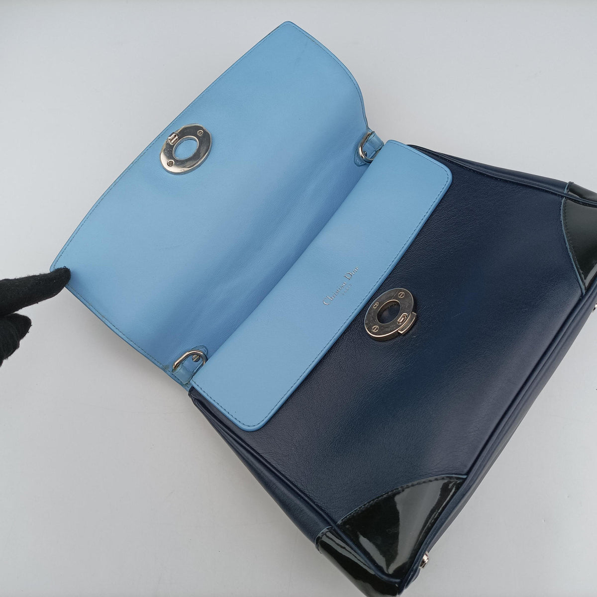 Pre-owned Christian Dior Be Dior Navy×Blue Leather shoulderbag | stylenewstar