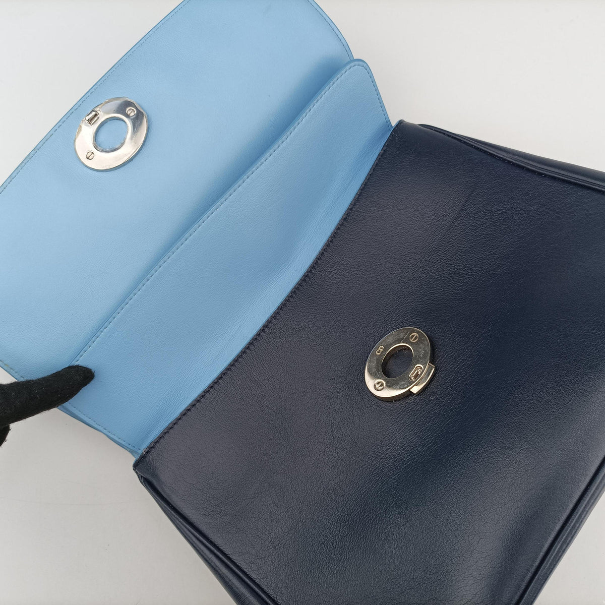 Pre-owned Christian Dior Be Dior Navy×Blue Leather shoulderbag | stylenewstar