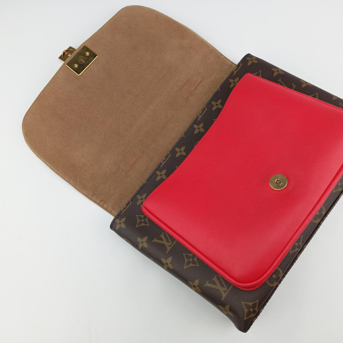 Pre-owned Louis Vuitton MARIGNAN Brown×COQUELICOT Monogram Canvas×calf leather M44544 shoulderbag | stylenewstar