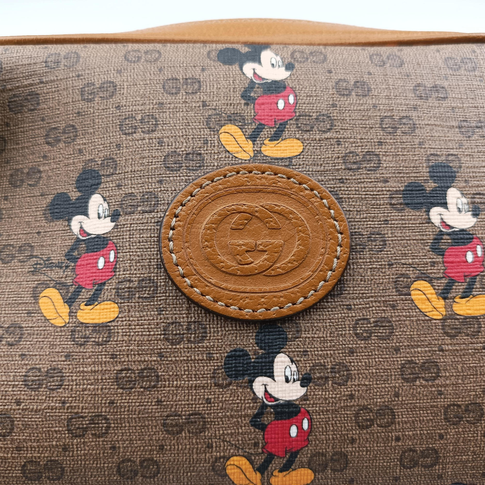 Mickey Mouse Disney collaboration Brown×Multicolour PVC coated canvas×Leather 602536 ミッキーマウス ディズニーコラボ ブラウン×マルチカラー PVCコーティングキャンバス×レザー 602536