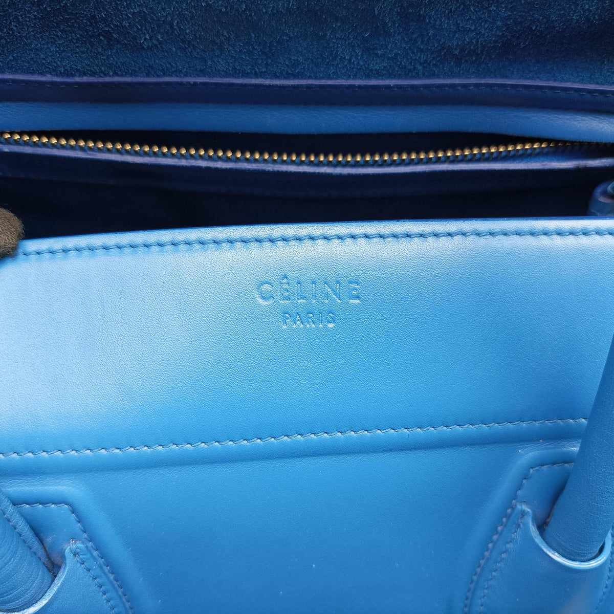 Vintage Celine Luggage Square Phantom Blue Leather handbag | stylenewstar