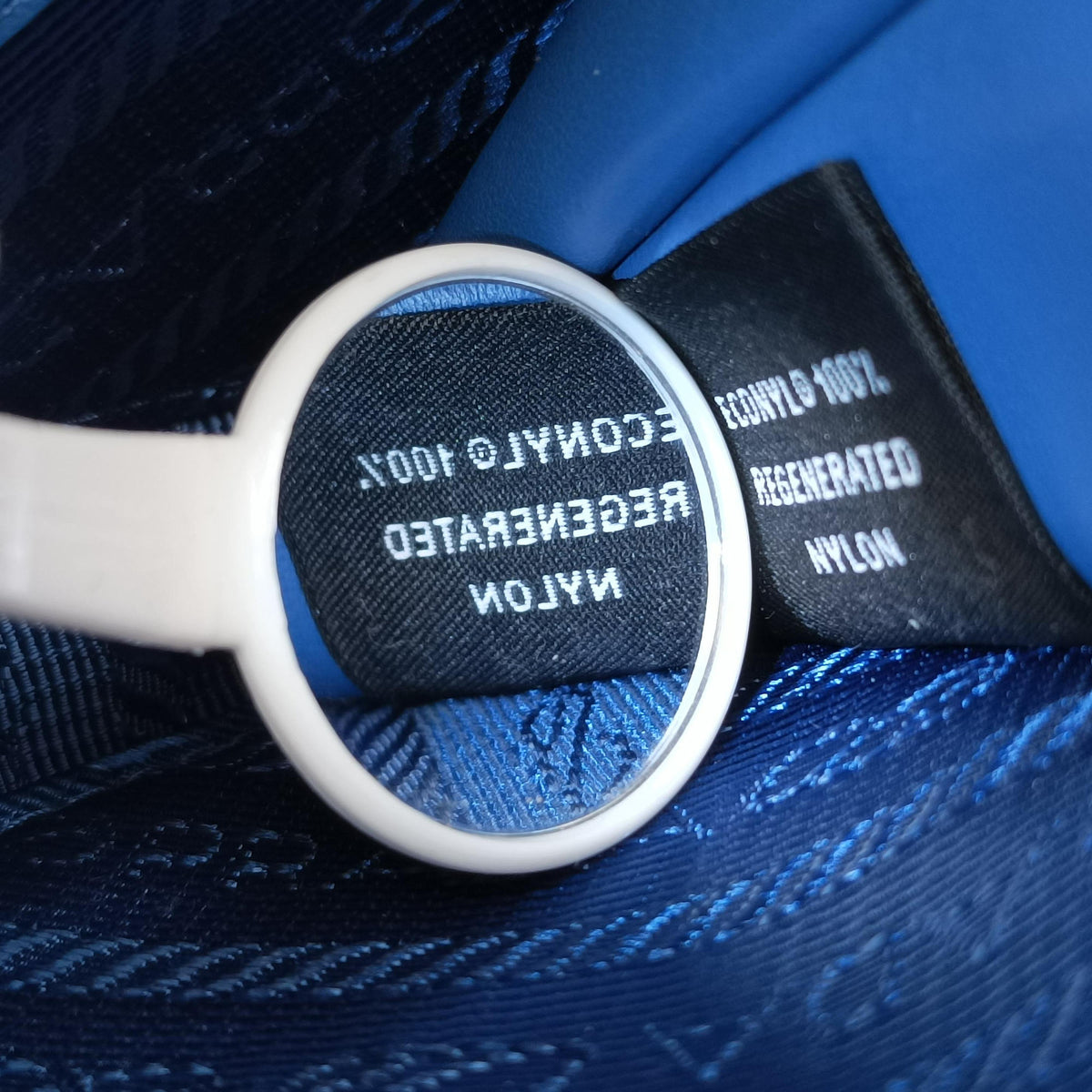 Secondhand Prada Triangle Logo Plate Blue SAFFIANO Leather 1NR015 shoulderbag | stylenewstar