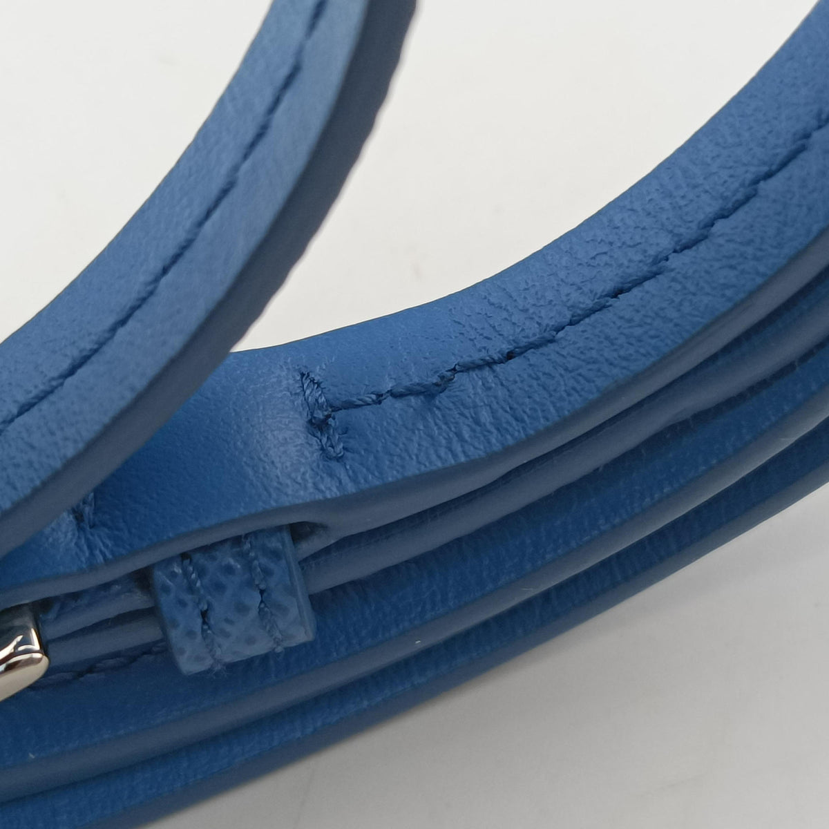 Secondhand Prada Triangle Logo Plate Blue SAFFIANO Leather 1NR015 shoulderbag | stylenewstar