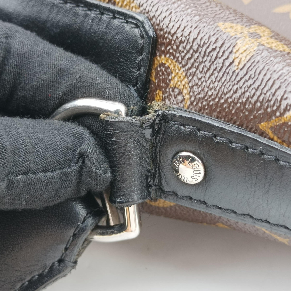 Vintage Louis Vuitton TORRES Brown×black Monogram Macassar×calf leather M40387 shoulderbag | stylenewstar