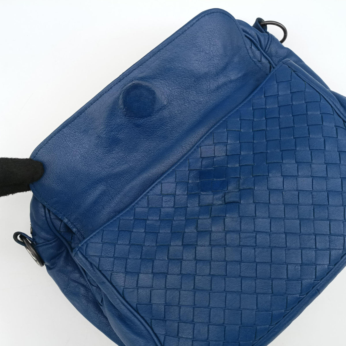 Pre-owned Bottega Veneta Intrecciato Blue lambskin shoulderbag | stylenewstar
