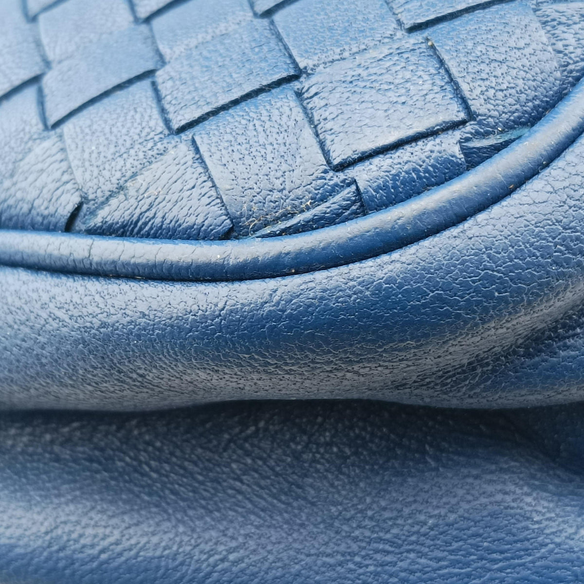 Pre-owned Bottega Veneta Intrecciato Blue lambskin shoulderbag | stylenewstar