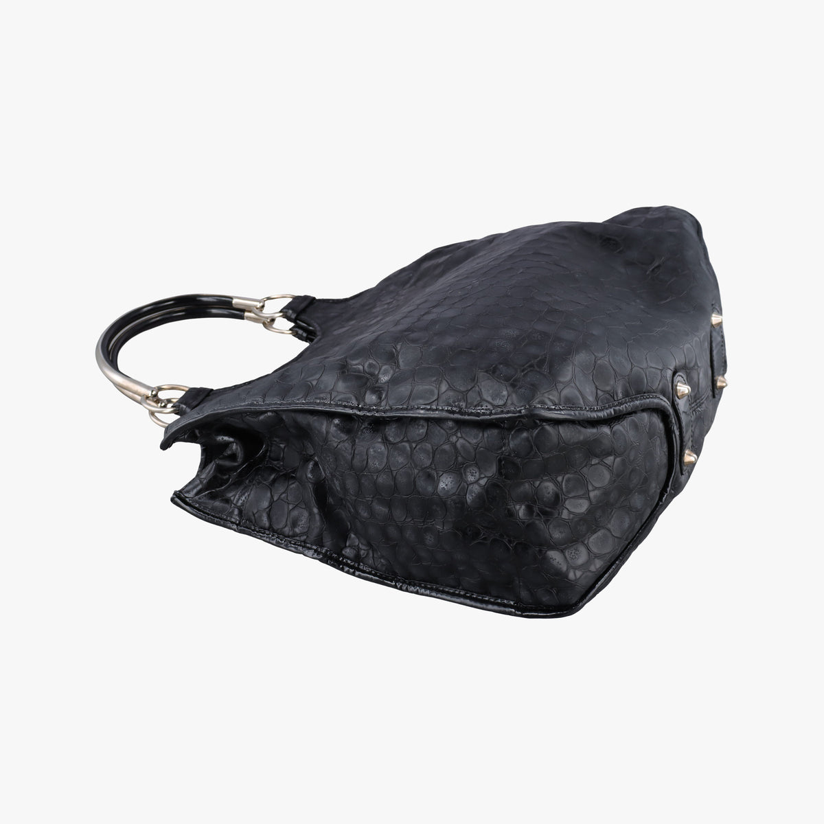 Pre-owned Christian Dior 61 Hobo Black Leather×Patent handbag | stylenewstar