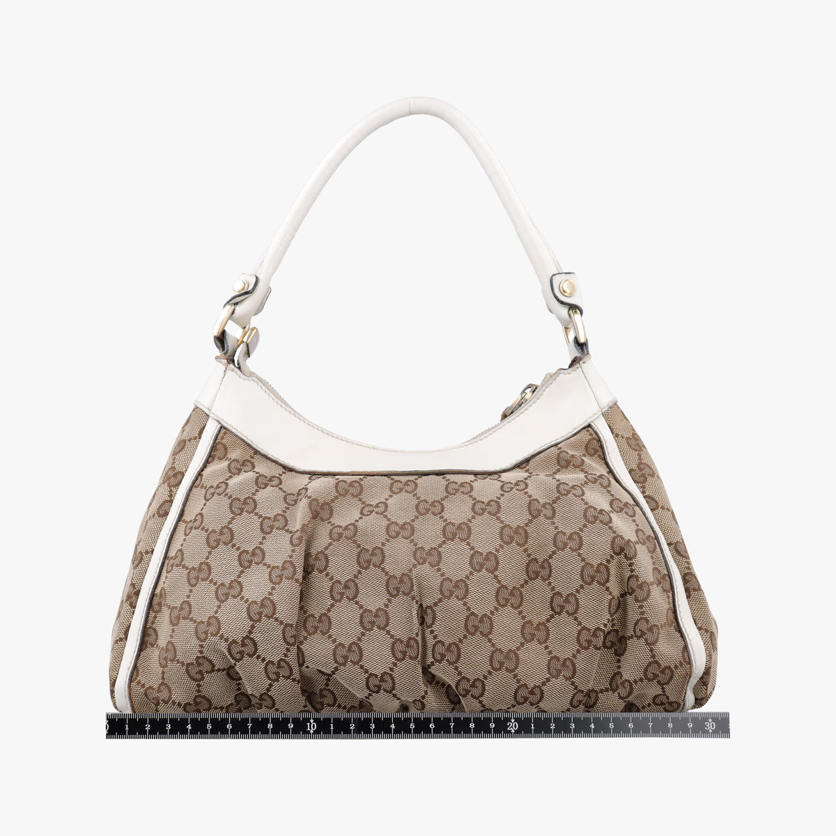 Abbey D-ring Hobo Beige×White canvas×leather 190525 C2262910アビー Dリング ホーボー ベージュ×ホワイト キャンバス×レザー 190525 C2262910
