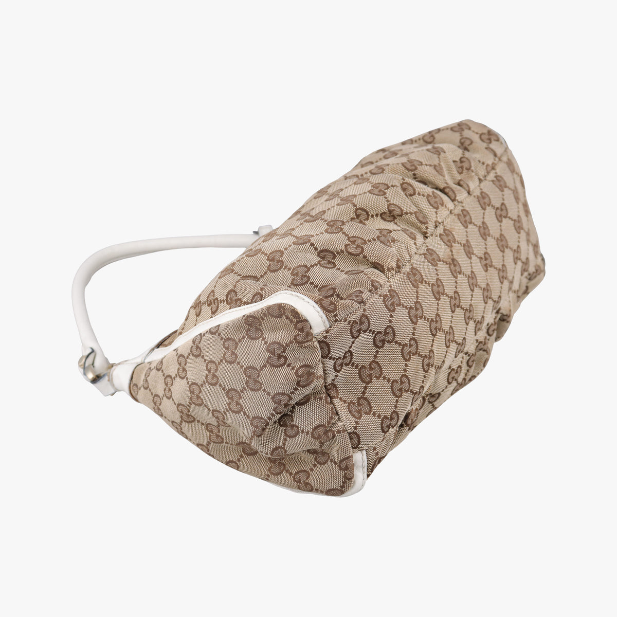 Abbey D-ring Hobo Beige×White canvas×leather 190525 C2262910アビー Dリング ホーボー ベージュ×ホワイト キャンバス×レザー 190525 C2262910
