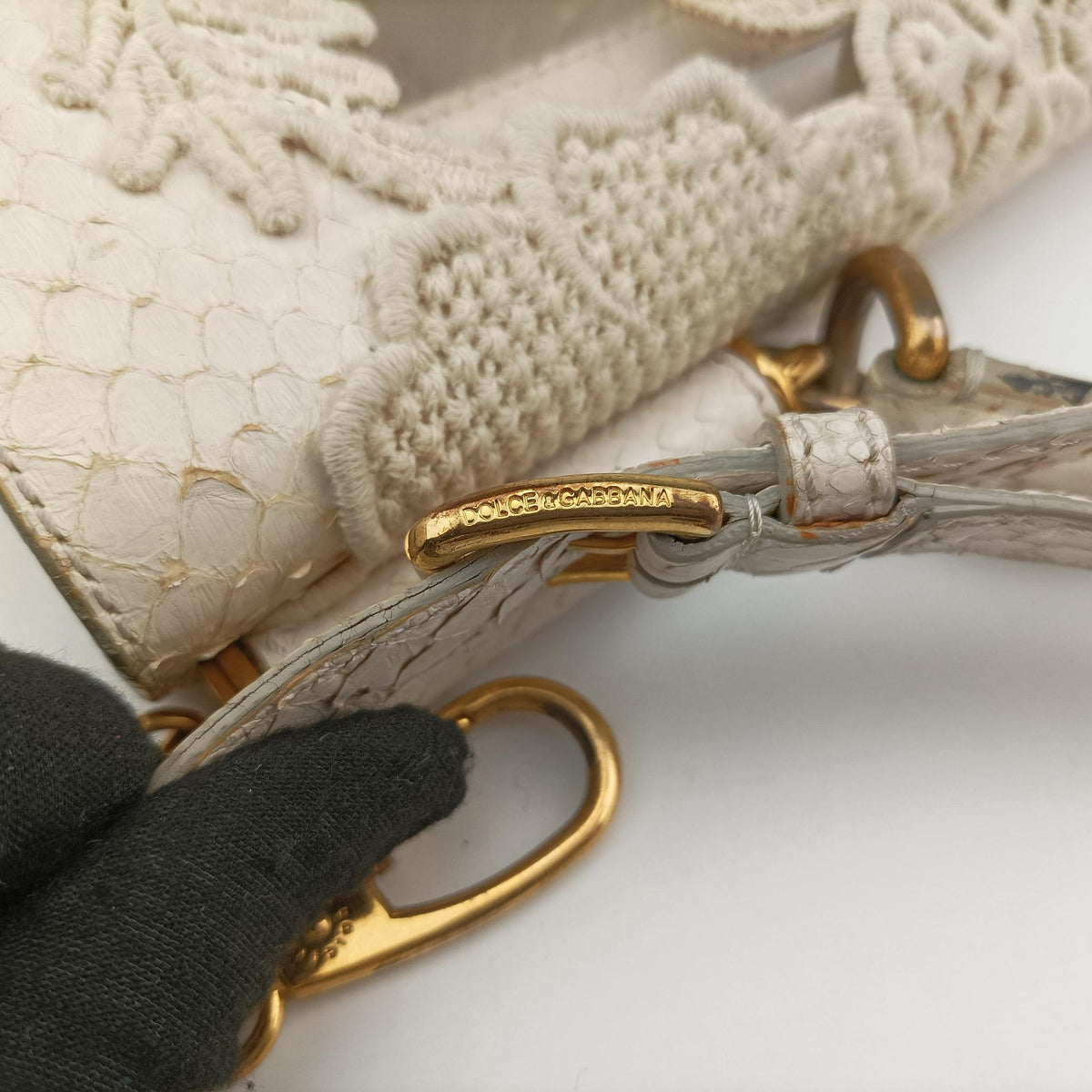 Vintage Dolce & Gabbana Sicily White Snakeskin x PVC shoulderbag | stylenewstar