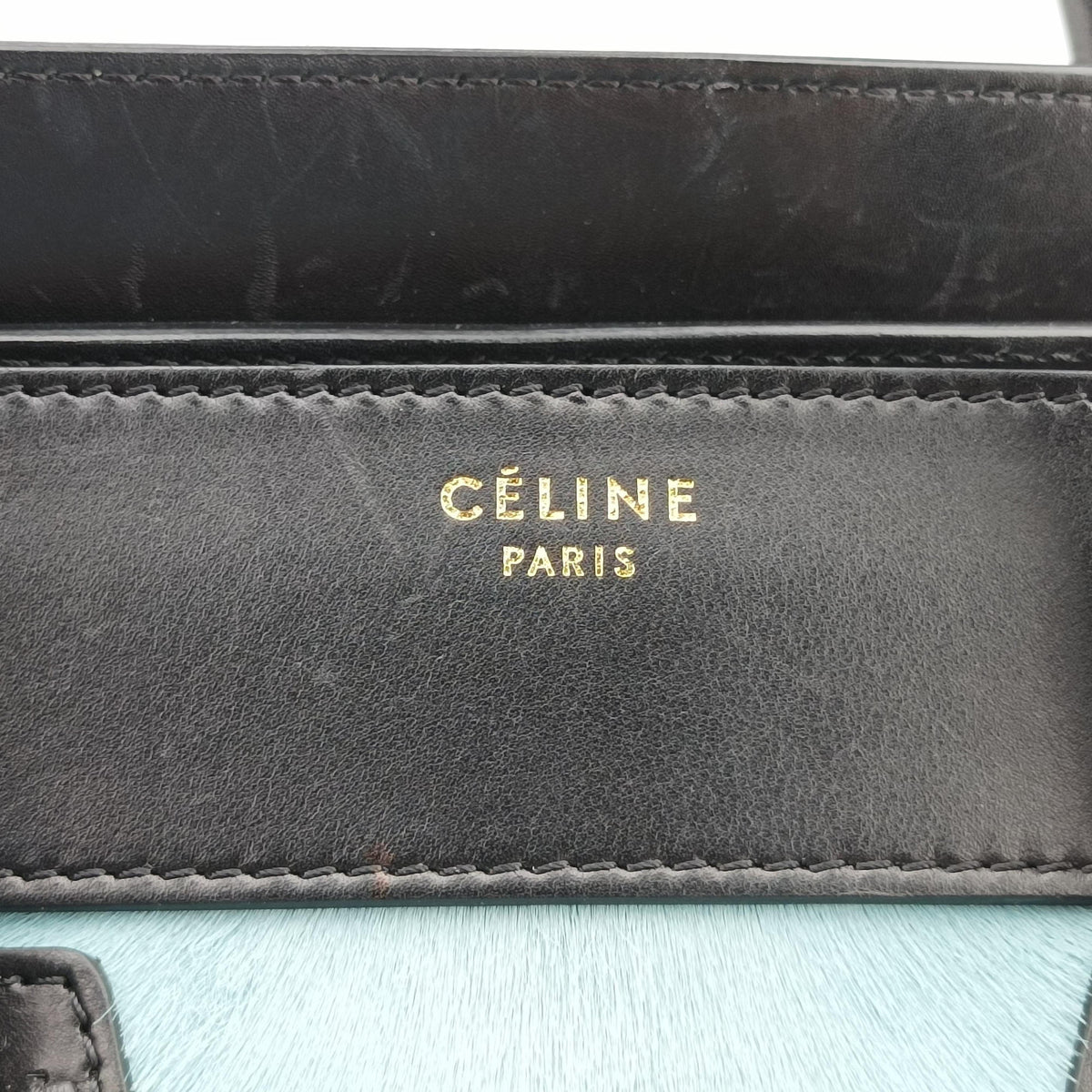 Vintage Celine Luggage Mini Shopper Blue Leather×Ponyhair handbag | stylenewstar
