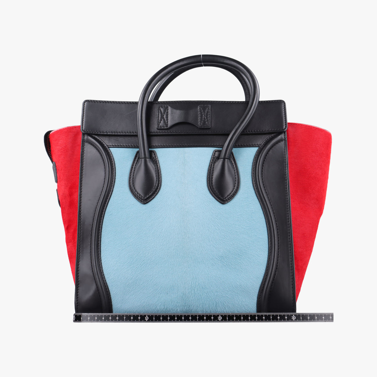 Vintage Celine Luggage Mini Shopper Blue Leather×Ponyhair handbag | stylenewstar