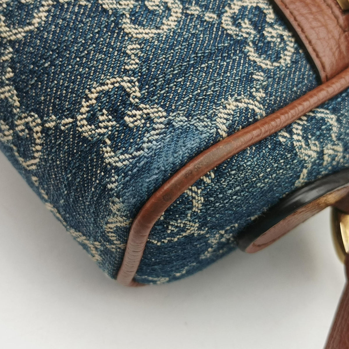 Secondhand Gucci OPHIDIA Blue×Black Denim×leather 517350 shoulderbag | stylenewstar