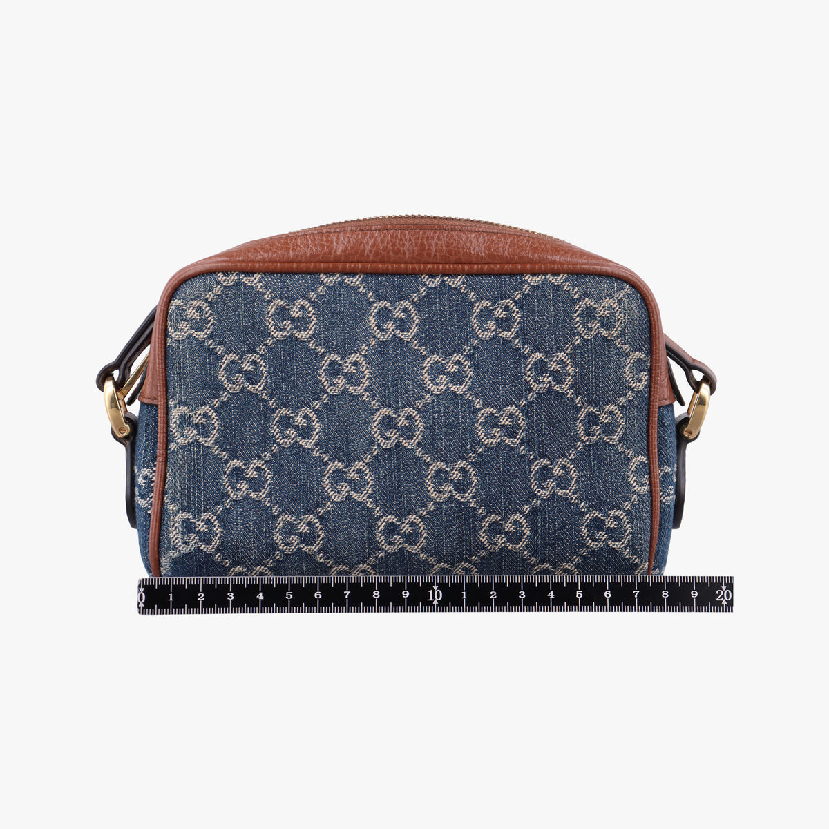 Secondhand Gucci OPHIDIA Blue×Black Denim×leather 517350 shoulderbag | stylenewstar