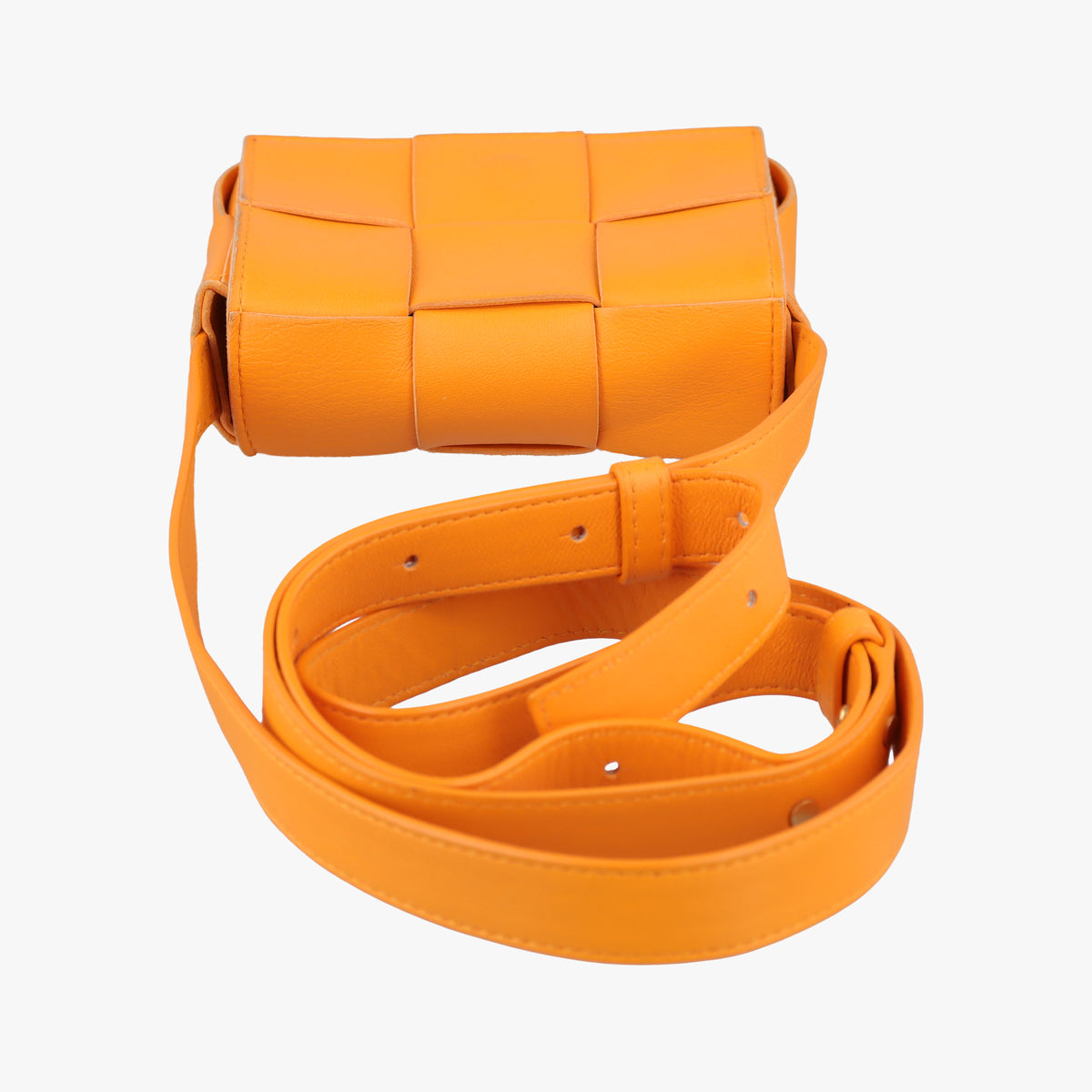 Pre-owned Bottega Veneta candy cassette Orange lambskin shoulderbag | stylenewstar