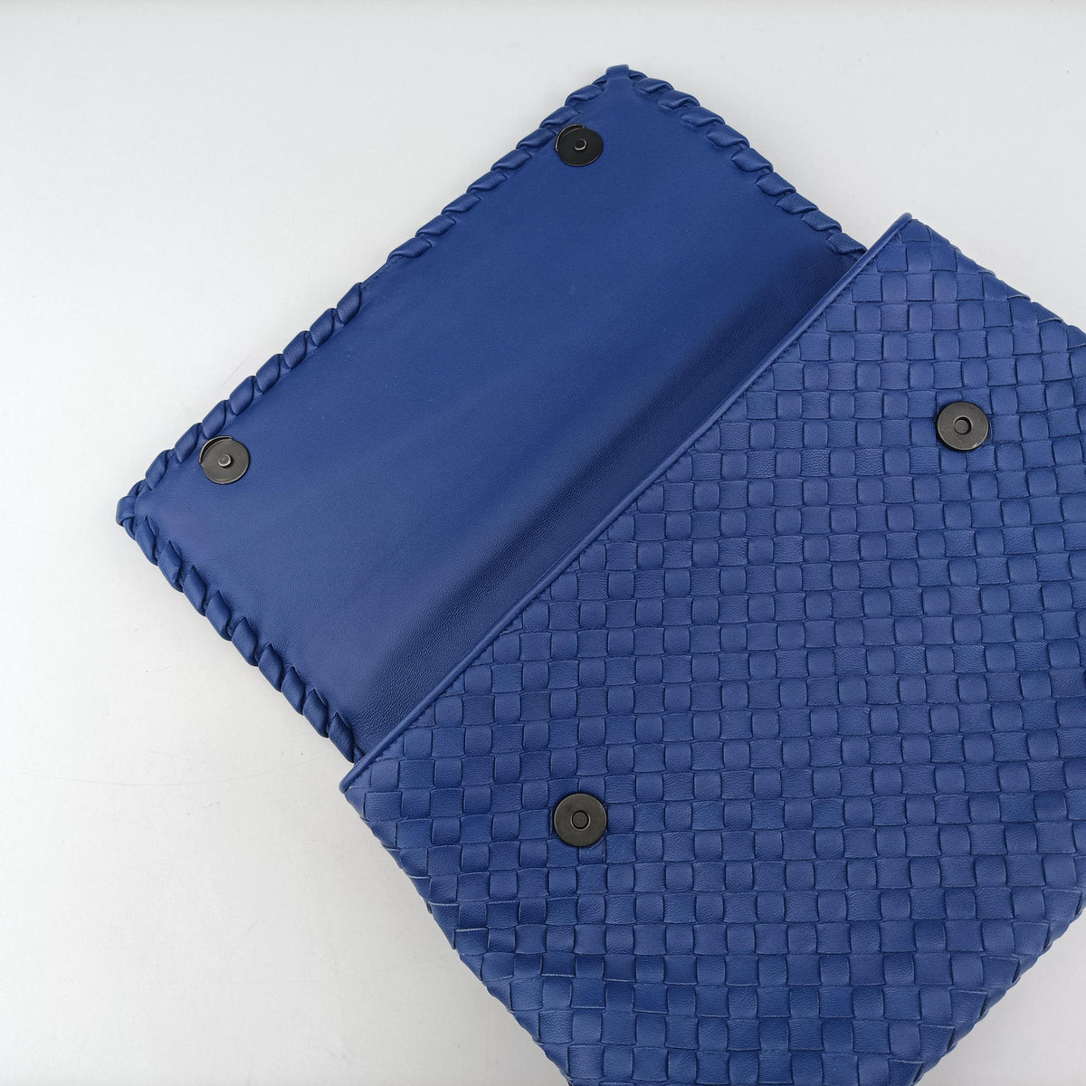 Pre-owned Bottega Veneta Intrecciato Olimpia Blue lambskin shoulderbag | stylenewstar
