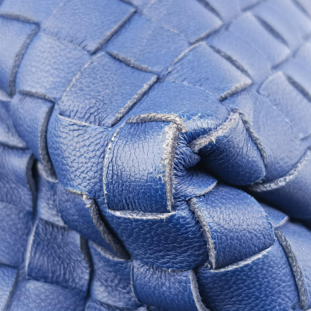 Pre-owned Bottega Veneta Intrecciato Olimpia Blue lambskin shoulderbag | stylenewstar
