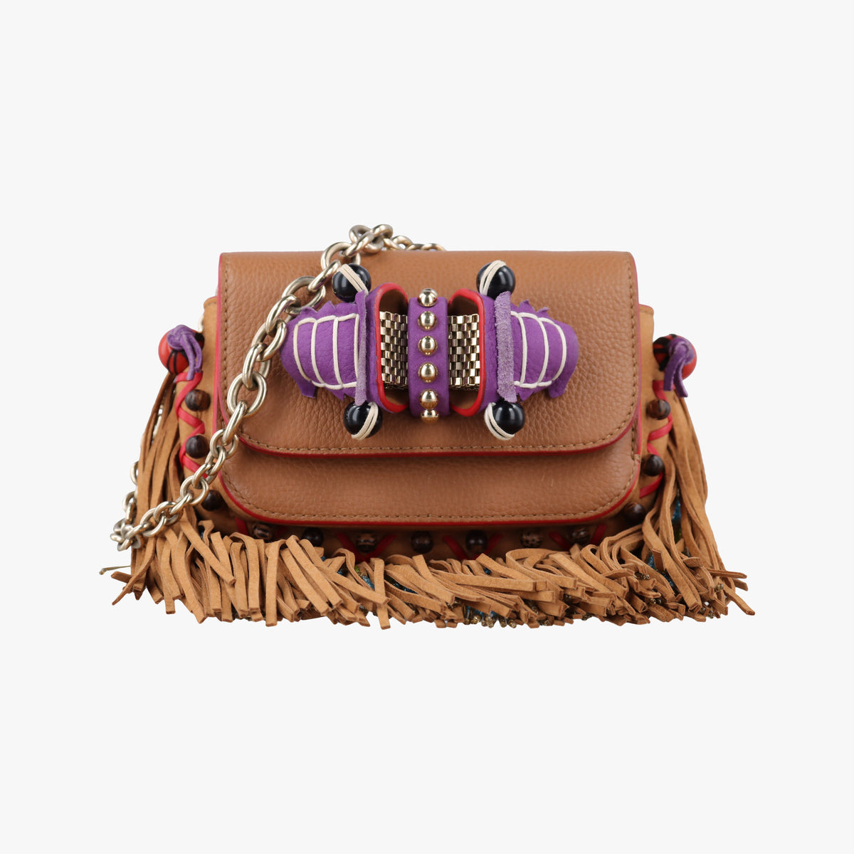 Pre-owned Christian Louboutin Sweet Charity Brown Leather shoulderbag | stylenewstar