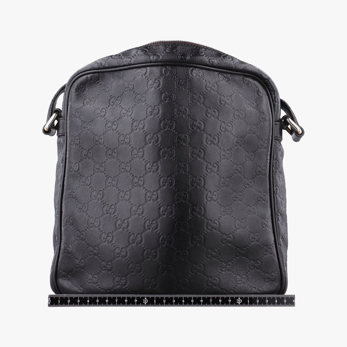Pre-owned Gucci Guccissima Messenger Black Leather 201448 shoulderbag | stylenewstar