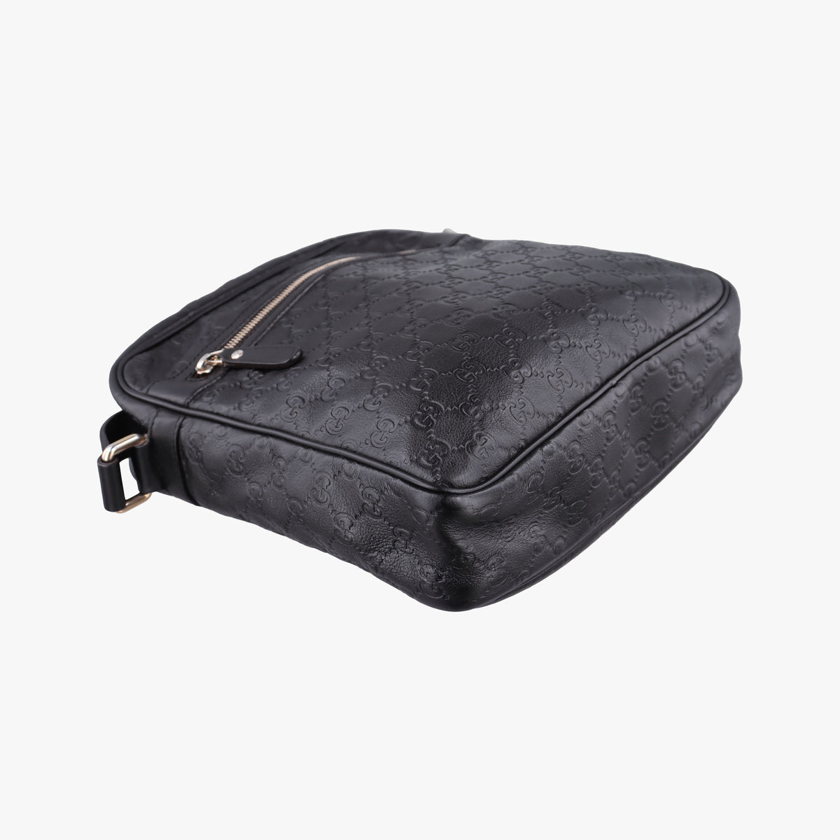 Pre-owned Gucci Guccissima Messenger Black Leather 201448 shoulderbag | stylenewstar