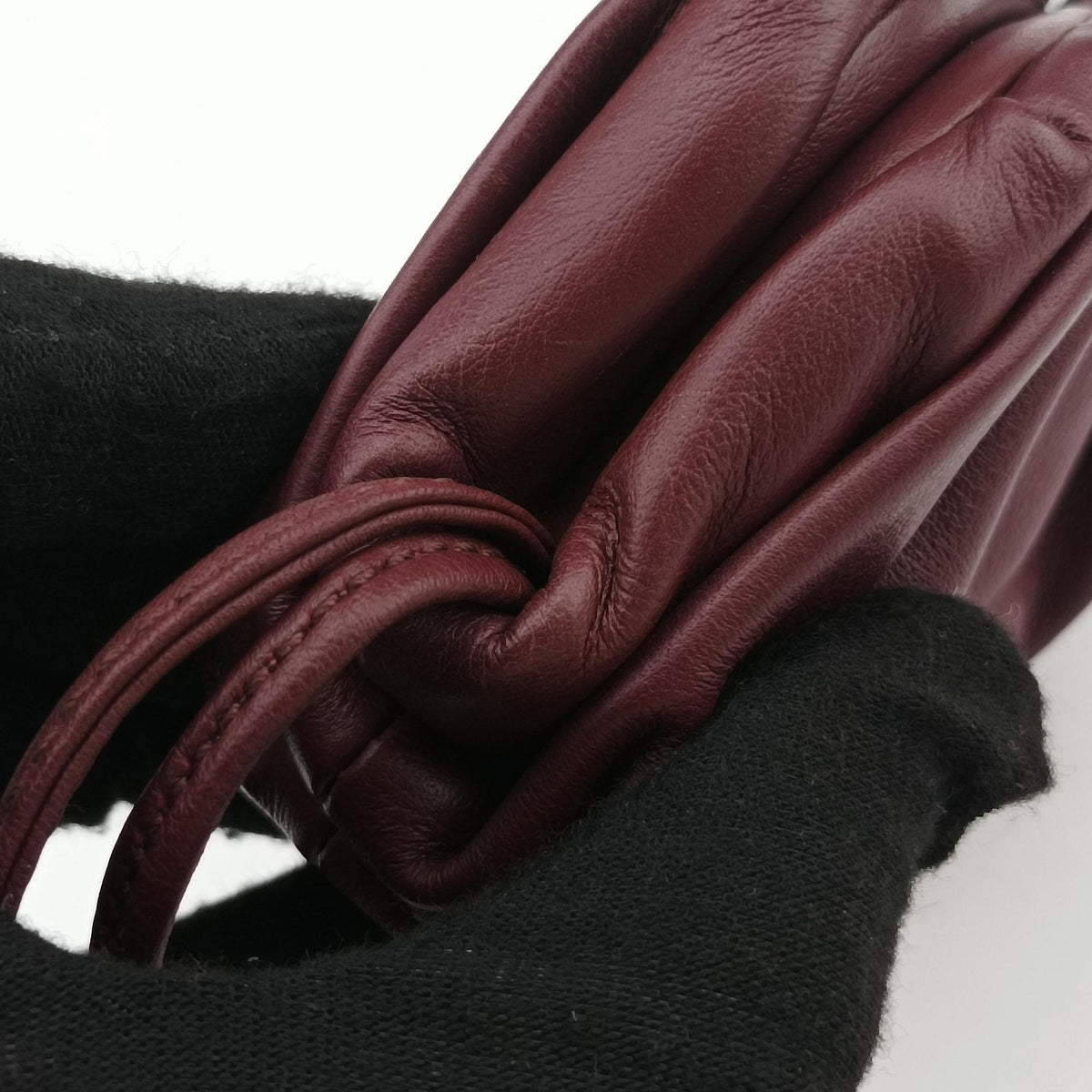 Pre-owned Bottega Veneta The Porch Burgundy lambskin handbag | stylenewstar
