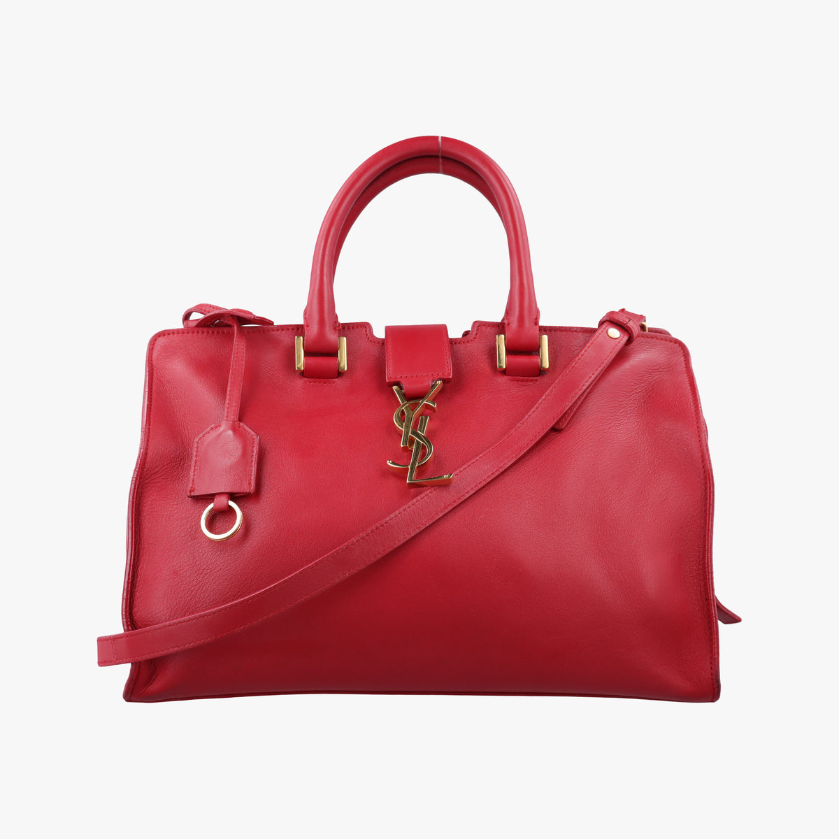 Pre-owned Yves Saint Laurent Baby Cabas Red Leather 394461 shoulderbag | stylenewstar