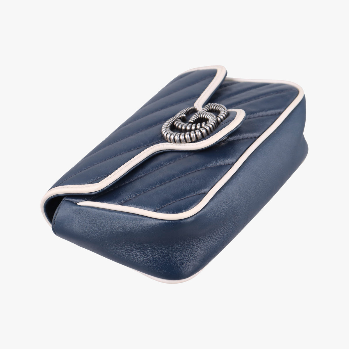 GG Marmont White×blue Leather 574969 GGマーモント ホワイト×ブルー レザー 574969