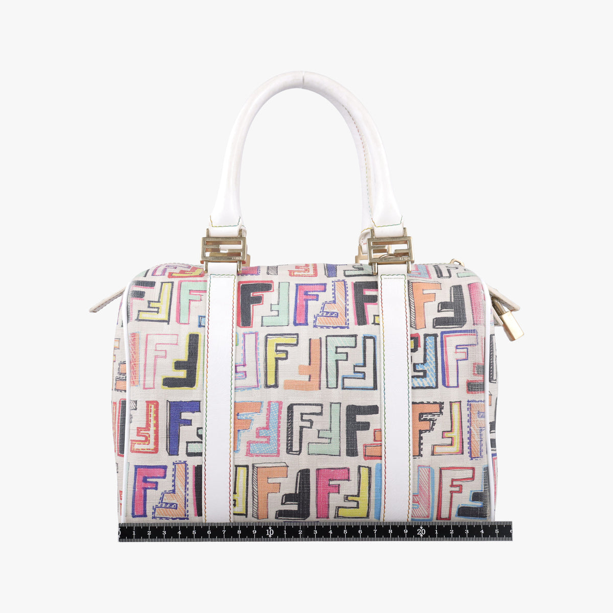 Zucca Boston White x Multicolor PVC coated canvas 8BL068 2305/8BL068/BBP/099ズッカ ボストン ホワイト x マルチカラー PVCコーティングキャンバス 8BL068 2305/8BL068/BBP/099