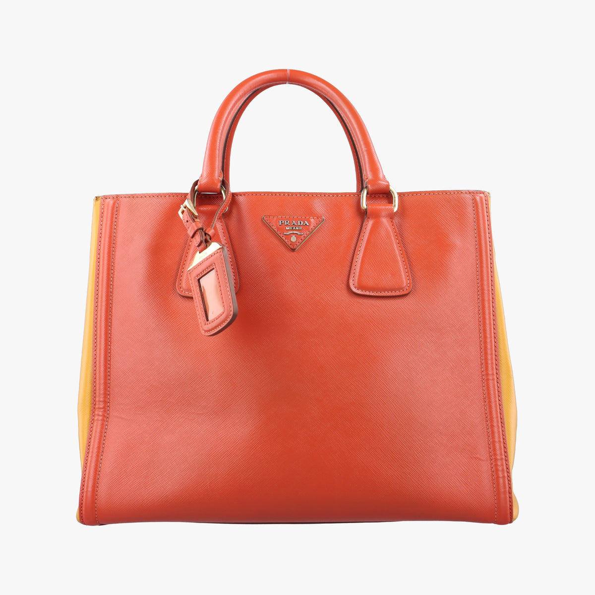 Triangle logo Orange x Yellow Saffiano leather 31/H 165トライアングルロゴ オレンジ x イェロー サフィアーノレザー 31/H 165