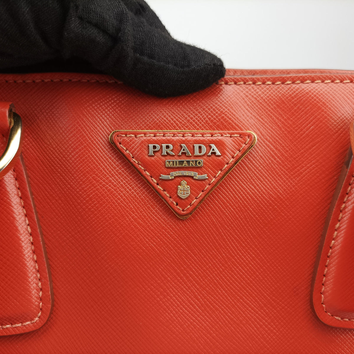 Triangle logo Orange x Yellow Saffiano leather 31/H 165トライアングルロゴ オレンジ x イェロー サフィアーノレザー 31/H 165