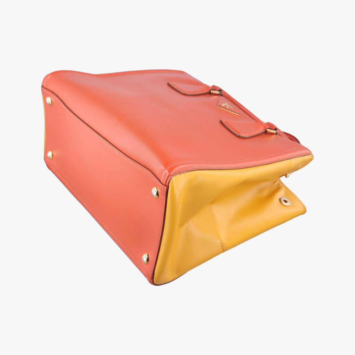 Triangle logo Orange x Yellow Saffiano leather 31/H 165トライアングルロゴ オレンジ x イェロー サフィアーノレザー 31/H 165