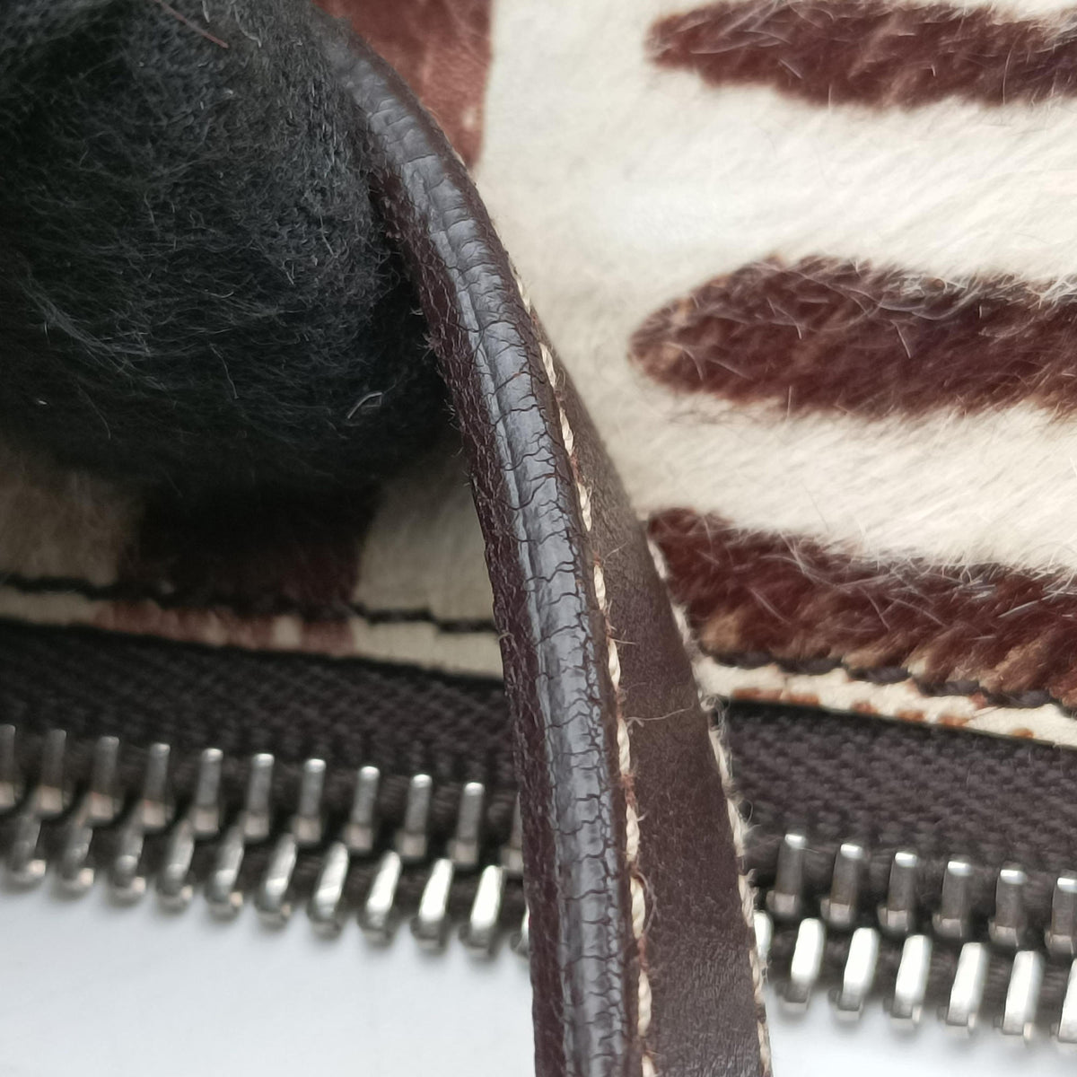 AnimalierZebra Print Brown×White Pony Hair 31 12アニマリエ ゼブラ柄 ブラウン×ホワイト ハラコ 31 12