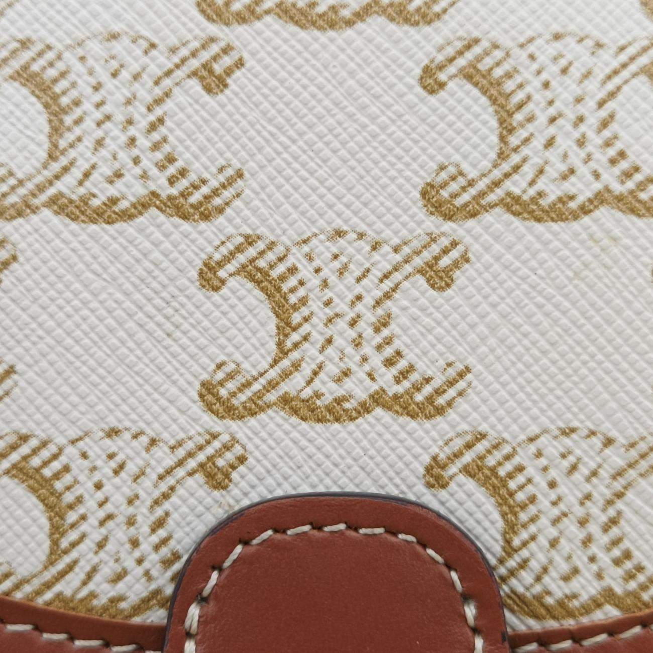 Triomphe Mini Besace White×brown PVC coated canvas  F-CU-1291ミニ ブザス トリオンフ ホワイト×ブラウン PVCコーティングキャンバス  F-CU-1291
