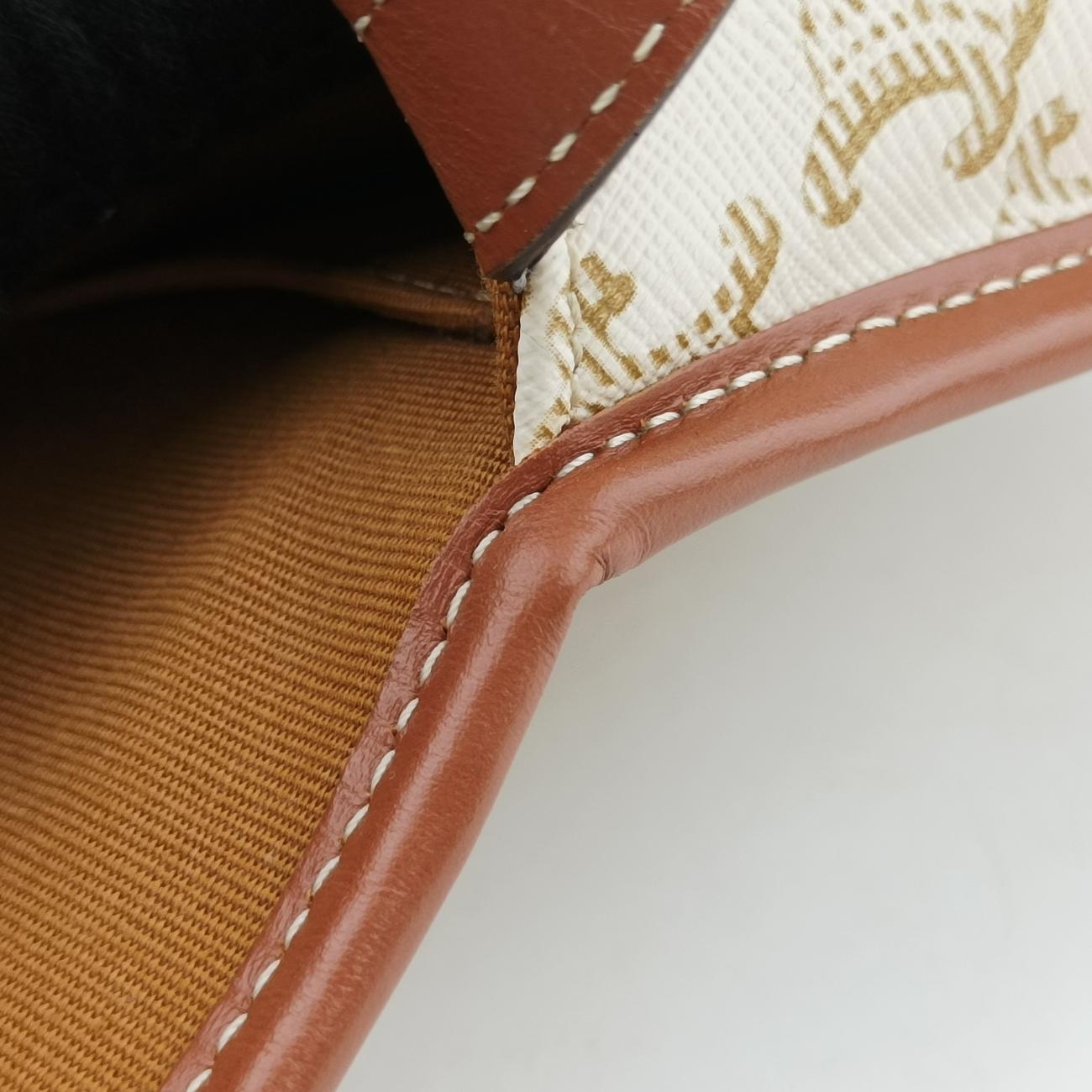 Triomphe Mini Besace White×brown PVC coated canvas  F-CU-1291ミニ ブザス トリオンフ ホワイト×ブラウン PVCコーティングキャンバス  F-CU-1291