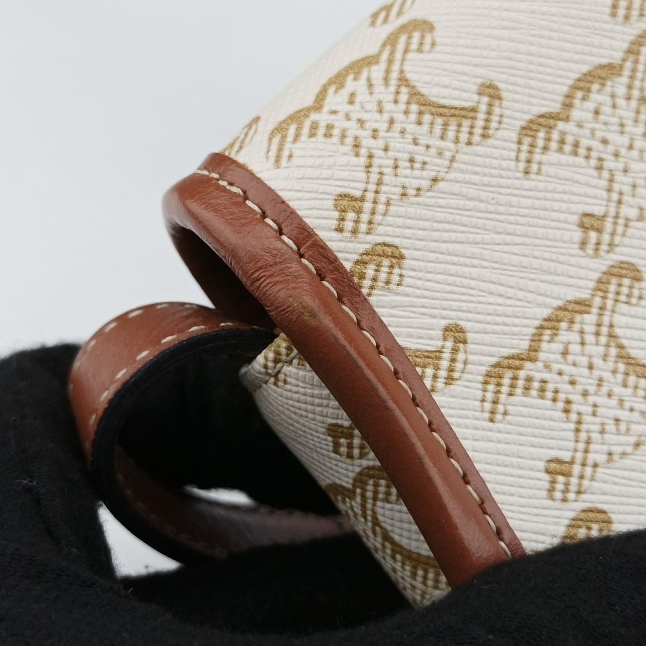 Triomphe Mini Besace White×brown PVC coated canvas  F-CU-1291ミニ ブザス トリオンフ ホワイト×ブラウン PVCコーティングキャンバス  F-CU-1291