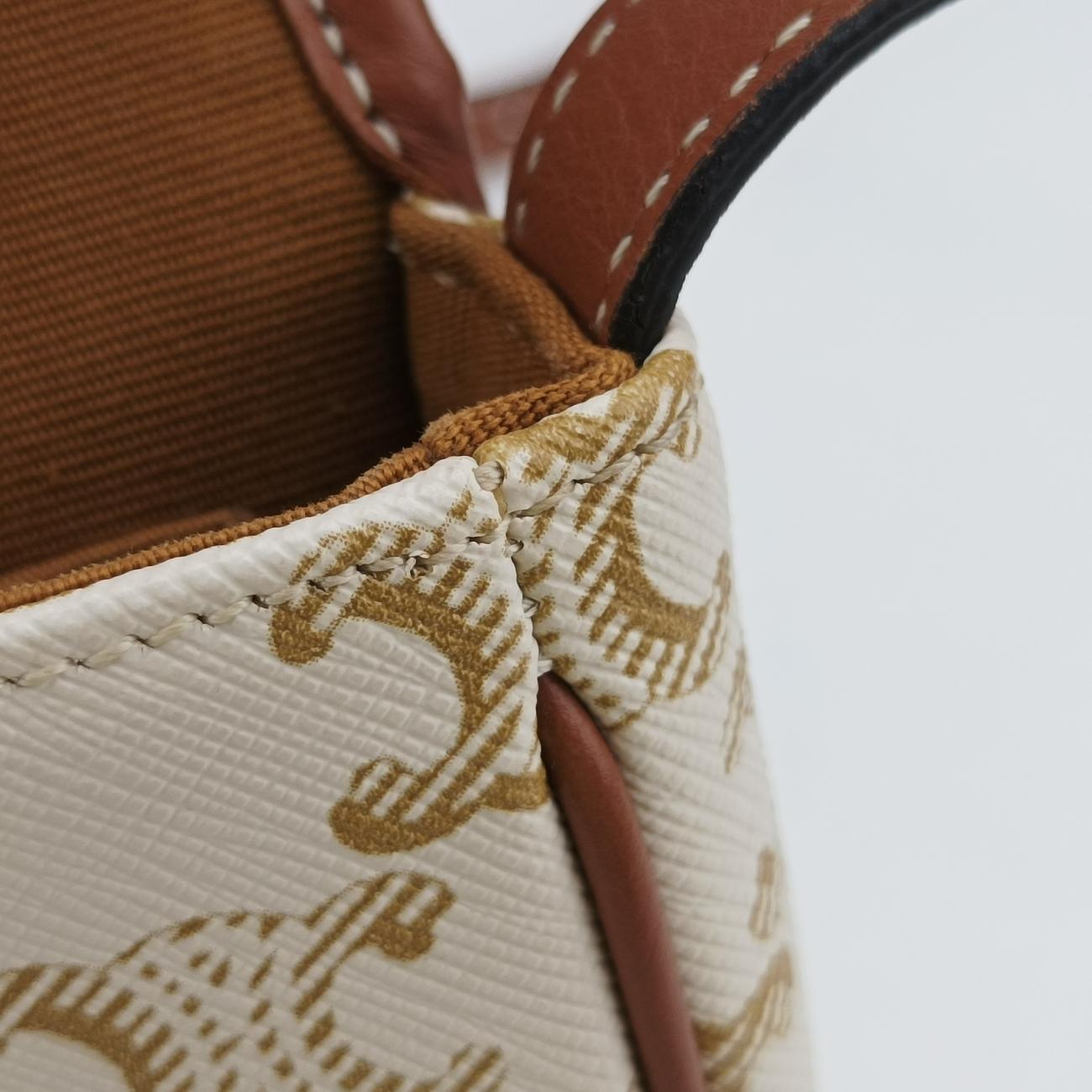 Triomphe Mini Besace White×brown PVC coated canvas  F-CU-1291ミニ ブザス トリオンフ ホワイト×ブラウン PVCコーティングキャンバス  F-CU-1291