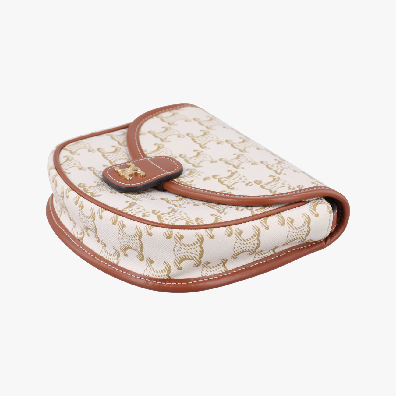 Triomphe Mini Besace White×brown PVC coated canvas  F-CU-1291ミニ ブザス トリオンフ ホワイト×ブラウン PVCコーティングキャンバス  F-CU-1291